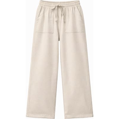 Hoge taille rechte pijpen katoenen broek met striksluiting
