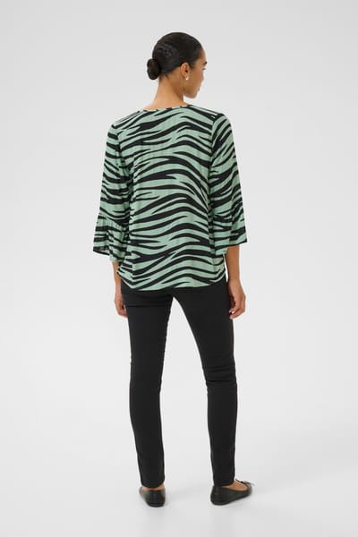 Blouse met korte mouwen Regular fit Green/Black Animal animal