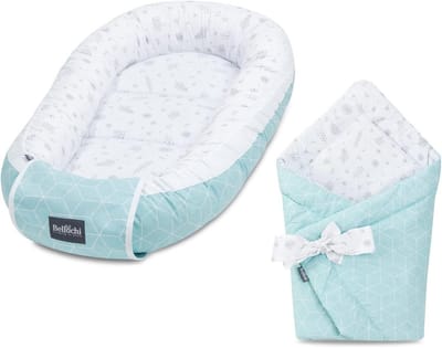 2-in-1 babycocon en babynestje, omkeerbaar en veilig, gemaakt van 100% katoen