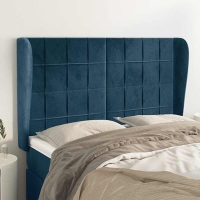 vidaXL - Hoofdbord - met - randen - 147x23x118/128 - cm - fluweel - donkerblauw