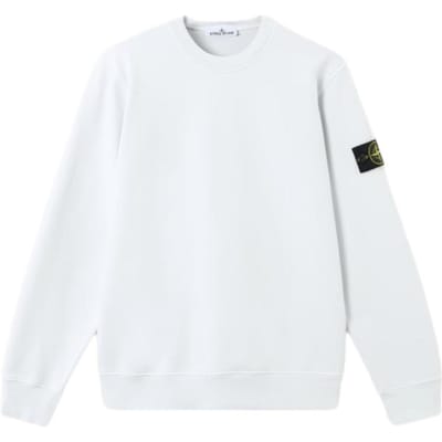 Stone Island Ss26 Lente Zomer Collectie Geribbelde Rand Effen Kleur Linker Arm Logo Sweatshirt Unisex sweatshirt L1S156100060S0051-V0041 S white
