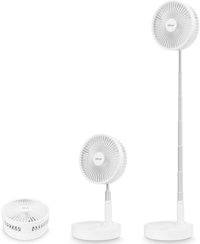 Staande Ventilator Opvouwbaar met Afstandsbediening Verstelbare Hoogte Stil USB Oplaadbaar 7200mAh 4 Snelheden