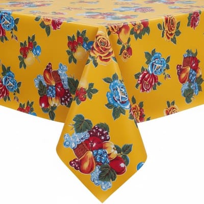 Protecttable - Rond Mexicaans Tafelzeil Limoenen Geel ⌀118cm - Tafelkleed Afwasbaar - Kunststof