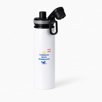 Hacebo® - 'S werelds beste badmeester waterfles met draaidop grijs - Badmeester - Badmeesters - badmeesters - cadeau badmeester - zwemmen - zwemdiploma - cadeau - kado - gift - geschenk - vaderdag - lifeguard - water fles - 850ML