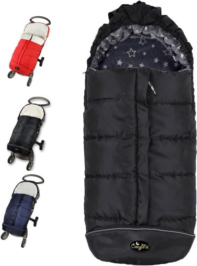 Voetenzak Kinderwagen - Buitendeken Baby - Warm Houden - Waterdichte Buitenkant - 36 x 30 x 16 cm - Zwart/Grijs