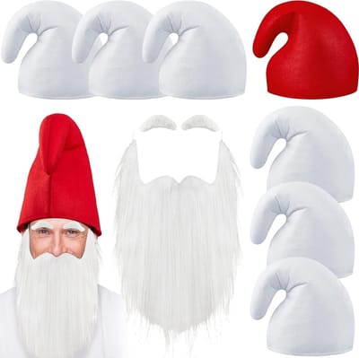 7-delige dwergmutsen set met baard en wenkbrauwen - Grappige accessoires voor carnaval, Halloween en themafeesten