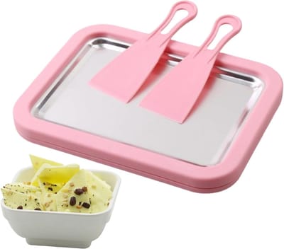 Opgerolde ijsschaal - Maak je eigen ijs - Zomerse snacks maken - Voedselveilig roestvrij staal - 22 x 17.5 cm