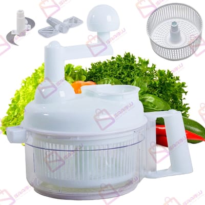 Handmixer – Multifunctionele Hakmolen & Sladroger – Compacte Keukenhulp voor Dagelijks Gebruik –Groentedroger – Handmatige Salad Spinner – slacentrifuge – slazwierder – Droogmolen voor Groenten en Fruit – 14678