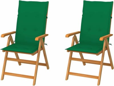 Tuinstoelen 2 stuks - Houten stoelen - Buiten ontspannen - Massief teakhout - 2 stuks - Groen