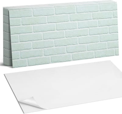 Coloray Plaktegels - Bakstenen muurpatroon Wandtegel Zelfklevend - 60 cm x 30 cm - Romig Plaktegels - 6 stuks - Rechthoek PVC Tegels - Plaktegels Keuken - Zelfklevende Vloertegels Badkamer - Vinyl Tegels Zelfklevend - Zelfklevende Wandtegels