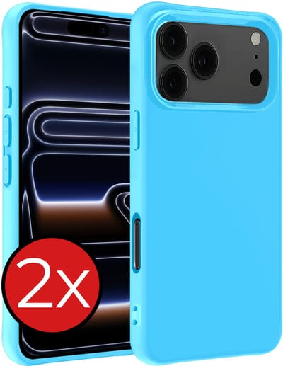 Hoesje - 2 Stuks - Geschikt voor iPhone 17 Pro / 18 Pro - Sterk & Shockproof - Telefoonhoes - Back Cover - Case Siliconen - Telefoon Hoes - Lichtblauw