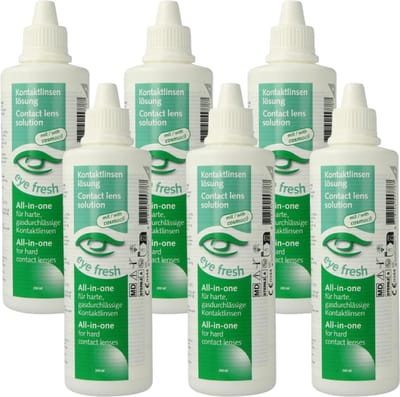 Eye Fresh - Alles-in-één - 6 x 200 ml - Lenzenvloeistof voor harde contactlenzen - Voordeelverpakking