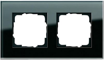 Afdekraam Dubbel - Wandmontage Frame - Elektrische Afwerking - Glas Zwart Design - 2-voudig - Zwart