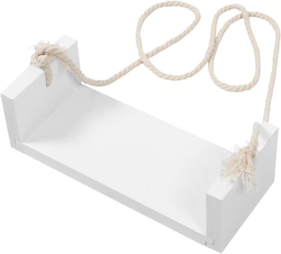 Houten Schommel - Baby Fotorekwisiet - Mijlpaal Fotoshoots - Verstelbaar Design - 90x32x13 cm - Wit