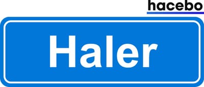 Hacebo - Plaatsnaam Sticker - 29x10 CM - Haler sticker - Verkeersborden sticker - grappige cadeaus - Haler