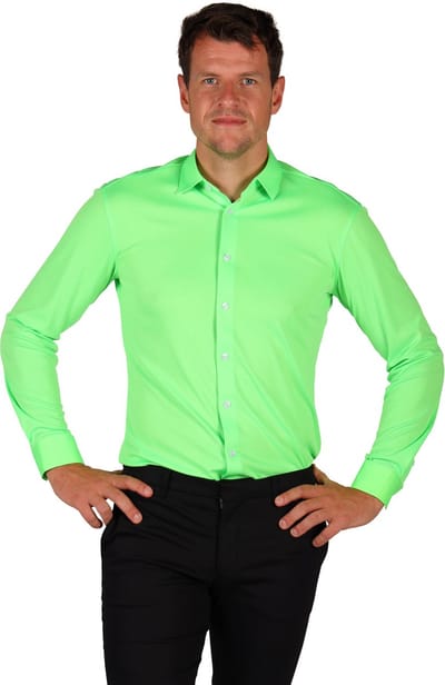 Disco Overhemd Heren - Heren Blouse - Hippie Blouse - Neon Groen - Maat XXXL