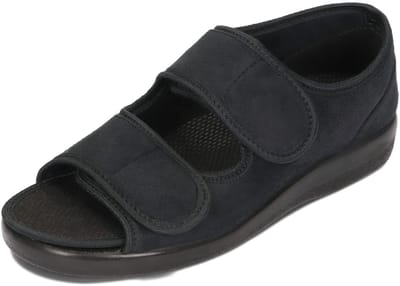 Schoenen Dames Heren Verstelbare Brede Sandalen Verbandschoen Orthopedische Binnenzool Klittenband Microvelour Zwart 36-46 EU