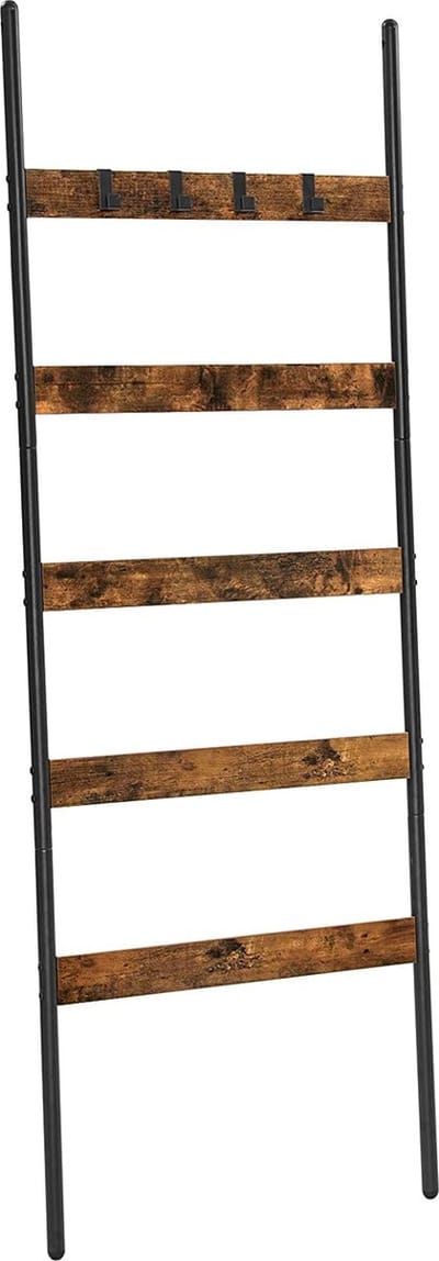 MIRA Home - Handdoekenladder - Handdoekkenrek - Bruin - Hout - 72.4x19.3x8.9cm