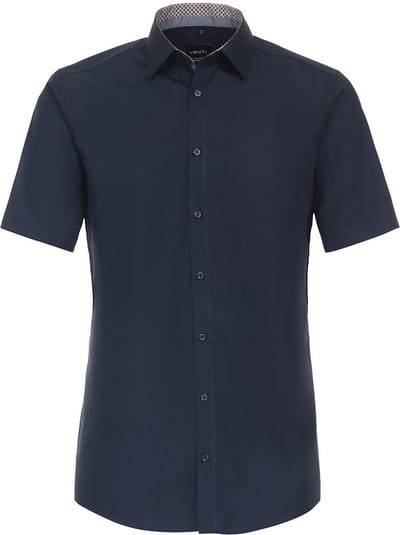 Blauw Overhemd Korte Mouw Strijkvrij Modern Fit Venti - M