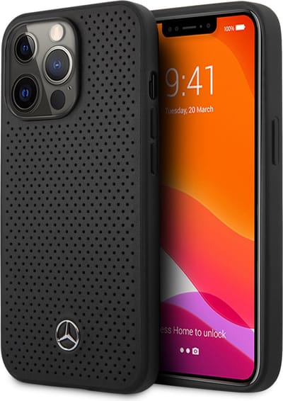 Mercedes-Benz Leather Back Cover Smartphonehoesje voor Apple iPhone 13 Pro - Bescherm uw Telefoon, Zwart.