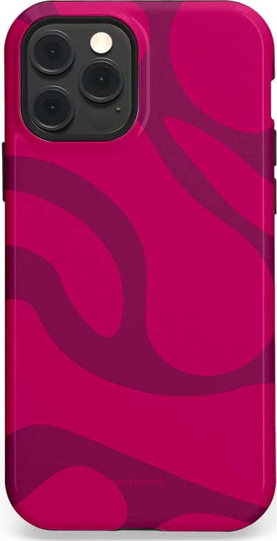 Casetastic hoesje geschikt voor Apple iPhone 12 / Apple iPhone 12 Pro - MagSafe - Dubbellaagse bescherming - Violet Paarse Golven - Fashion Case - Roze