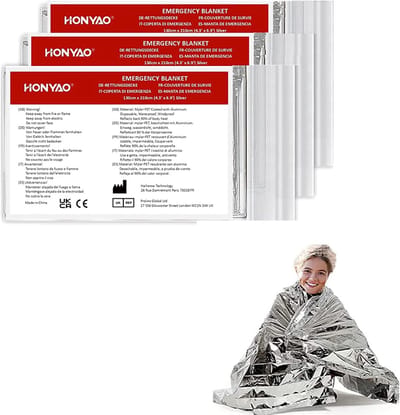 Reddingsdeken EHBO Deken Zilver 3 Stukken - 210 x 160cm - Nooddeken voor Buiten, Wandelen, Survival