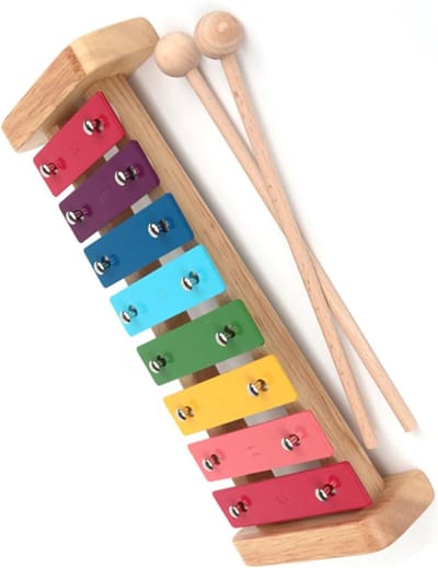 Muziekinstrument Klokkenspel - Percussie Instrument - Muziek Leren - 8-Tonige Aluminium Plaat - Houten Basis - Gekleurd