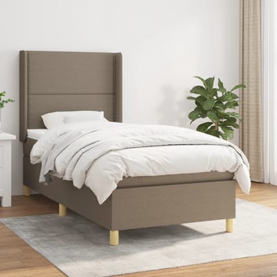 vidaXL - Boxspring - met - matras - stof - taupe - 90x190 - cm