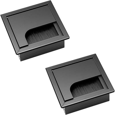 EXCITAT Kabeldoorvoer - Bureaubladkabelgoot - Aluminium - Zwart - 80x80 mm - 2 stuks