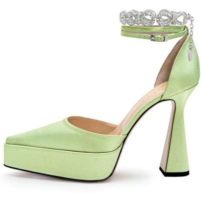 Merk Zomer Nieuwe Hoge Hakken Dames Sandalen Puntig Waterdicht Platform Strik Strass Achterkant Leeg Dames Schoenen Groot 43 42 beige