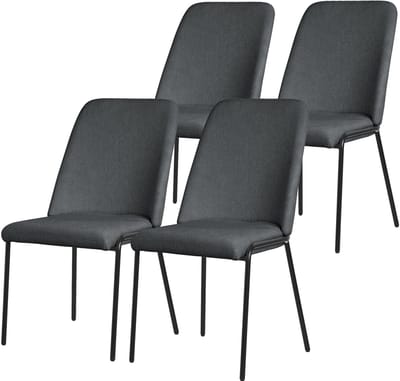 Eetkamerstoelen set van 4 antraciet met rugleuning, gestoffeerde stoelen voor eetkamer & keuken ML-Design