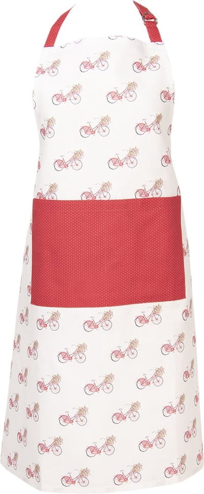 Clayre & Eef Keukenschort 70x85 cm Rood Wit Katoen Fiets