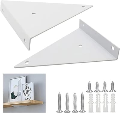 Witte Drijvende Plankhouders in Driehoekvorm voor Wandmontage met Schroeven voor Woonkamer en Keuken - Stabiliteit en Laadcapaciteit 13 x 14 cm
