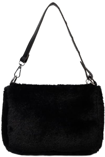 Dailygoods - Pluche schoudertas voor dames met ritssluiting, zachte enkele schoudertas, warme tas voor dagelijks gebruik, winkelen, reizen, compacte, clutch schoudertas voor herfst en winter