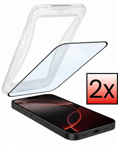 Screenprotector - 2 Stuks - Geschikt voor Apple iPhone 16 Pro - Met Installatie Kit - Beschermglas - Gehard Glas - Tempered Glass - Screen Protector - Inclusief Montage Frame - Buigbaar Hybrid Bescherm Cover
