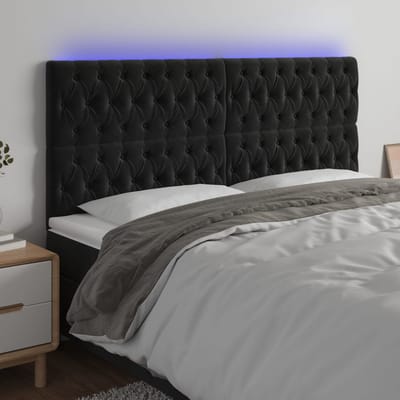 vidaXL - Hoofdbord - LED - 180x7x118/128 - cm - fluweel - zwart