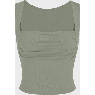 Gerimpelde Blouse met Vierkante Hals