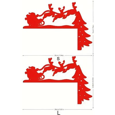 1Set/2pcs Noël 3D tridimensionnel Père Noël élan traîneau autocollant miroir acrylique, décoration d'interrupteur de porte autocollant mural rouge