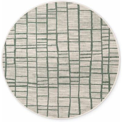 Ted Baker Haringey rond buitenkleed Crouch Groen Wit - Rond 160 Ø - (M)