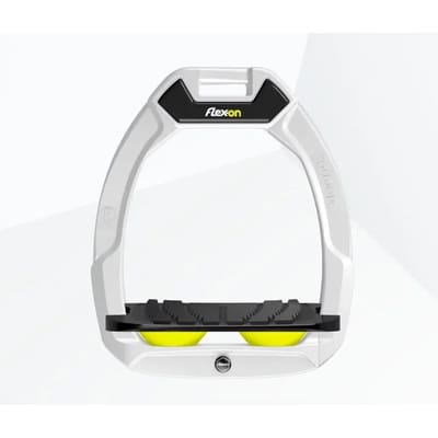 Safety stirrups rijders Schuin Grip Wit/Zwart/Geel Flex-On Safe-On
