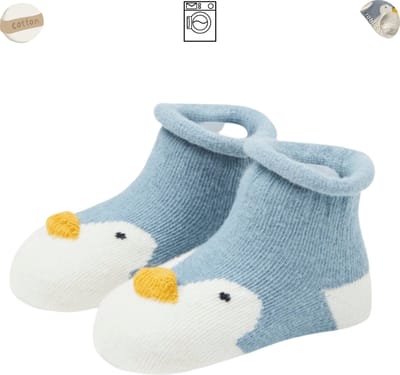 Babysokken - Pinguïn - Katoen - Antislip - 0-12 maanden - Babysokjes - Baby Slofjes - Kraamcadeau - Baby Cadeau