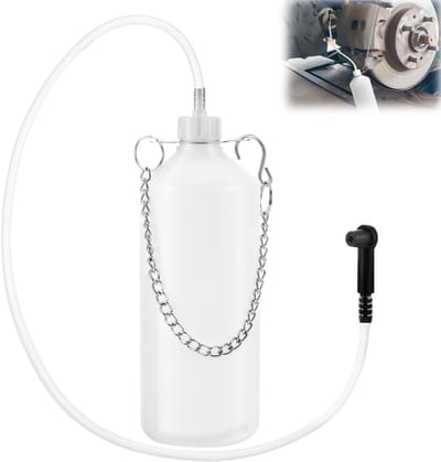 Dailygoods - Brake Bleeder Bottle - Brakefluid - 1 Liter - Handig met Slang en Adapter - Geschikt voor Onderhoud - Wit