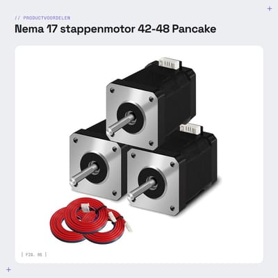 Dailygoods- Stappenmotor Nema 17 42-48 - 3 Stuks - 1,5 A - 4 Draden - Hoog Koppel 42Ncm - Duurzaam Metaal - 1 Meter Kabel - Motor