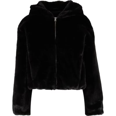 Urban Classics Hoodie van imitatiebont Dames Vest met capuchon - zwart - XS