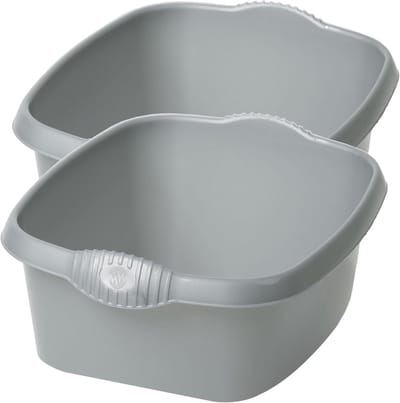 Kommen 12 liter - Spoelbakken set - Huis en tuin - Voedselveilig materiaal - 2 stuks 39x32x16cm - Grijs