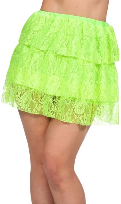 Wilbers & Wilbers - Gelaagde Party Rok Groen Kant Vrouw - Groen - One Size - Carnavalskleding - Verkleedkleding