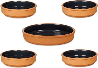 La Dehesa - 5x Tapas/creme brulee schaaltjes - terra/zwart - 4x 16 cm/1x 23 cm