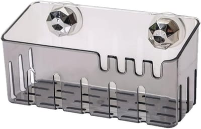 VHV - Gootsteen organizer - Sponshouder - Gootsteenrekje - Met zuignap - Antislip - Zonder boren - Voor keuken en aanrecht - Voor schoonmaakaccessoires - Transparant grijs