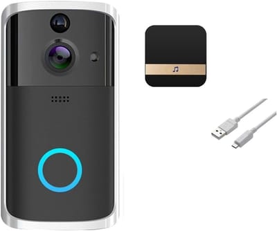 Videodeurbel Wifi - Slimme Deurbel Camera - Veilig Thuis - Bewegingsdetectie Nachtzicht - 1080P Zwart - Zwart
