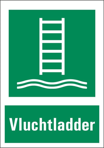 Vluchtladder sticker met tekst 210 x 297 mm